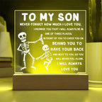 Son - Never Feel Alone Halloween Acrylic Square Plaque with LED Wooden Base