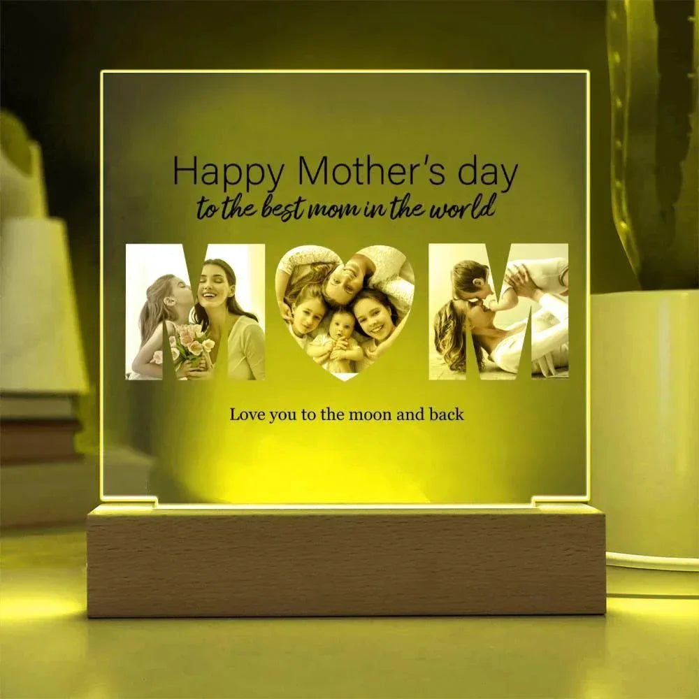 Custom MOM Photo Collage Acrylic Plaque Mother's Day Birthday Gift