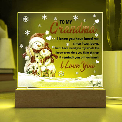 Grandma - Loved You My Whole Life Square Acrylic Plaque with Lighted LED Wooden Base - Mallard Moon Gift Shop