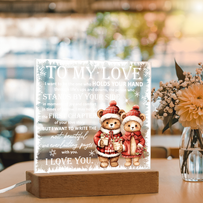 To My Love Acrylic Plaque – Romantic Winter Bears LED Light Gift | Christmas Love Keepsake for Him or Her