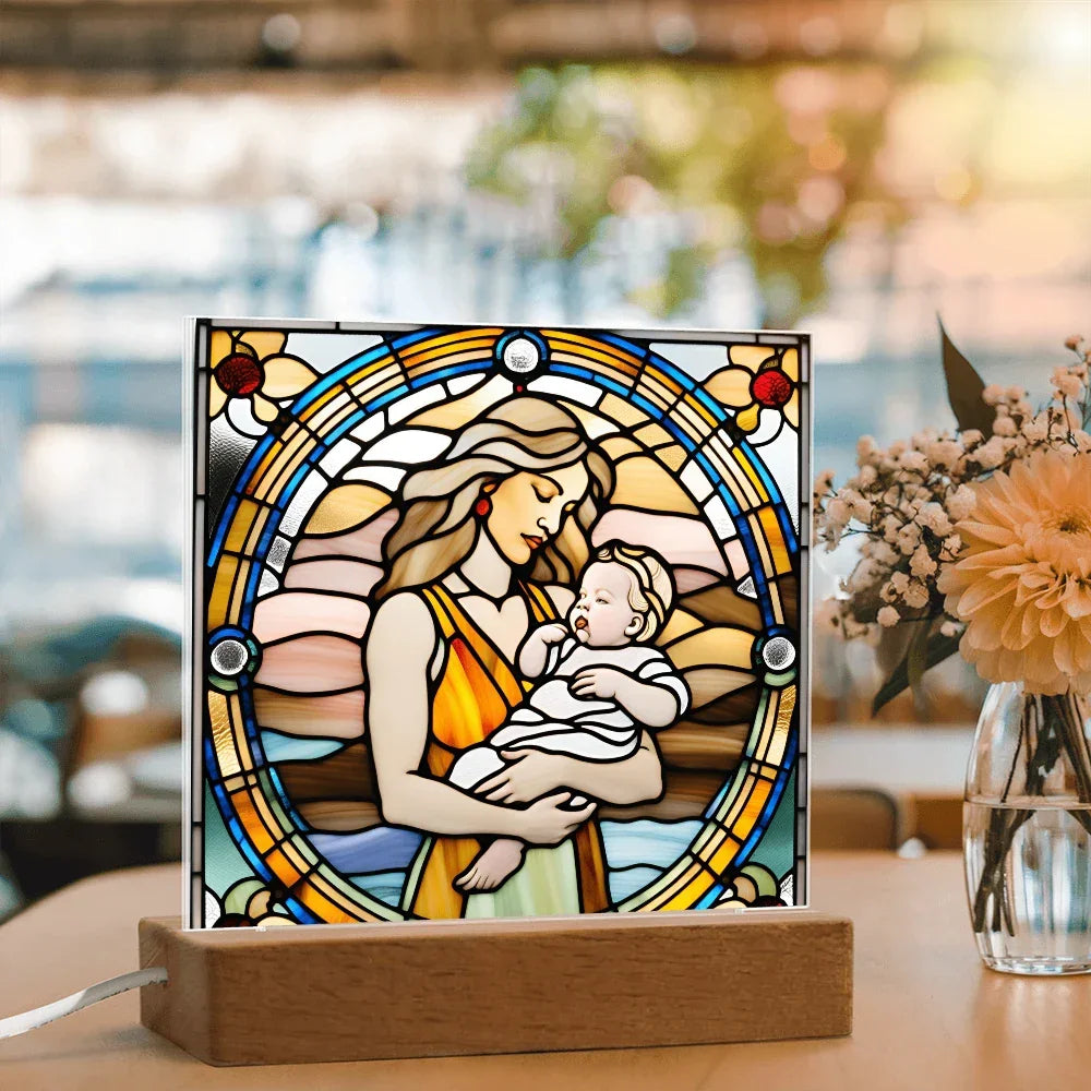 Guided by Love Stained Glass-Style LED Acrylic Plaque – A Beautiful Mother's Day or New Mom Baby Shower Gift