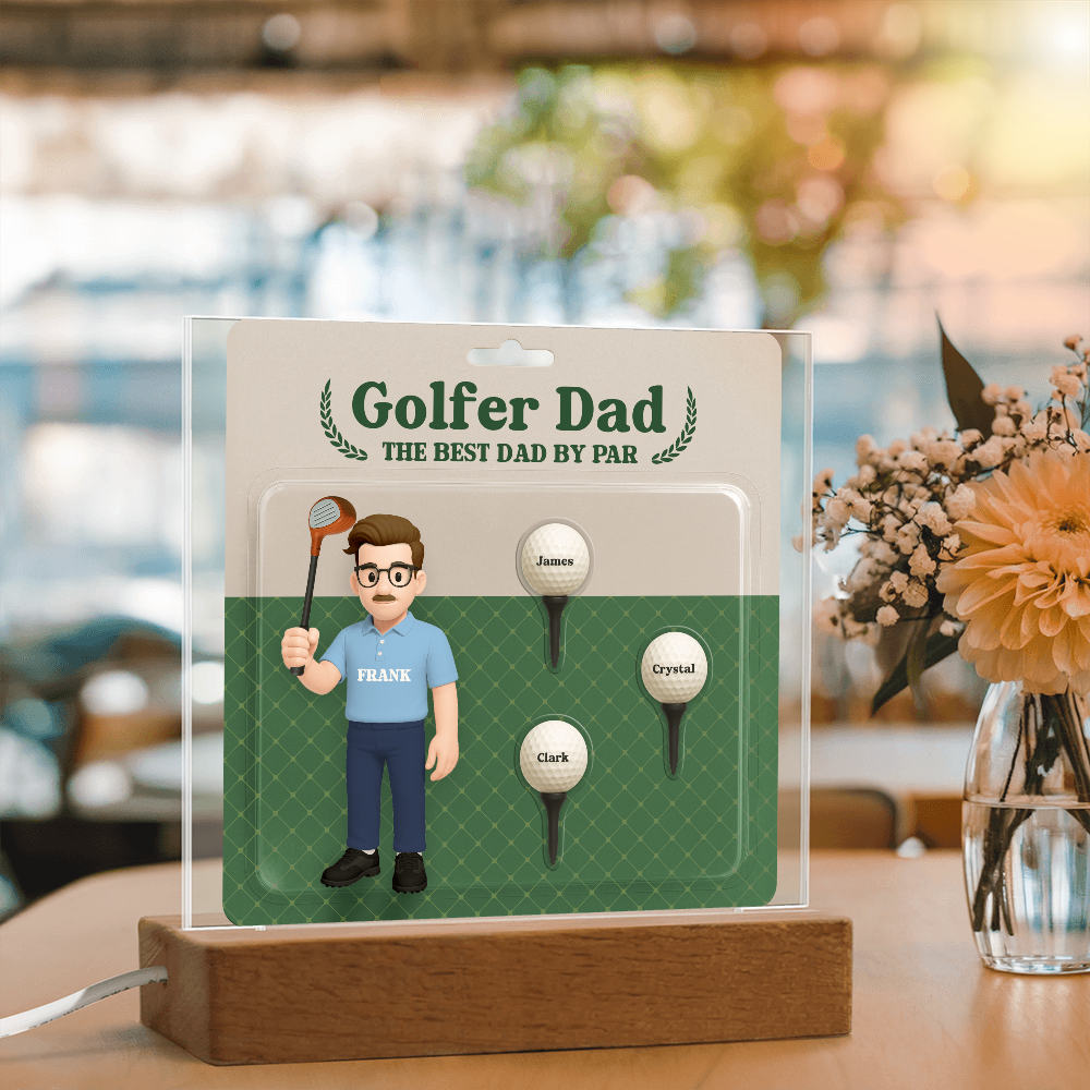 Golfer Dad Personalized Gift Plaque – Custom Golf Balls with Kids' Names – “The Best Dad by Par” Father's Day Gift from Children - Mallard Moon Gift Shop