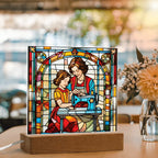 Sewing Together - Stained Glass Style LED Acrylic Plaque – A Heartfelt Gift for Quilters, Crafters, and Mothers
