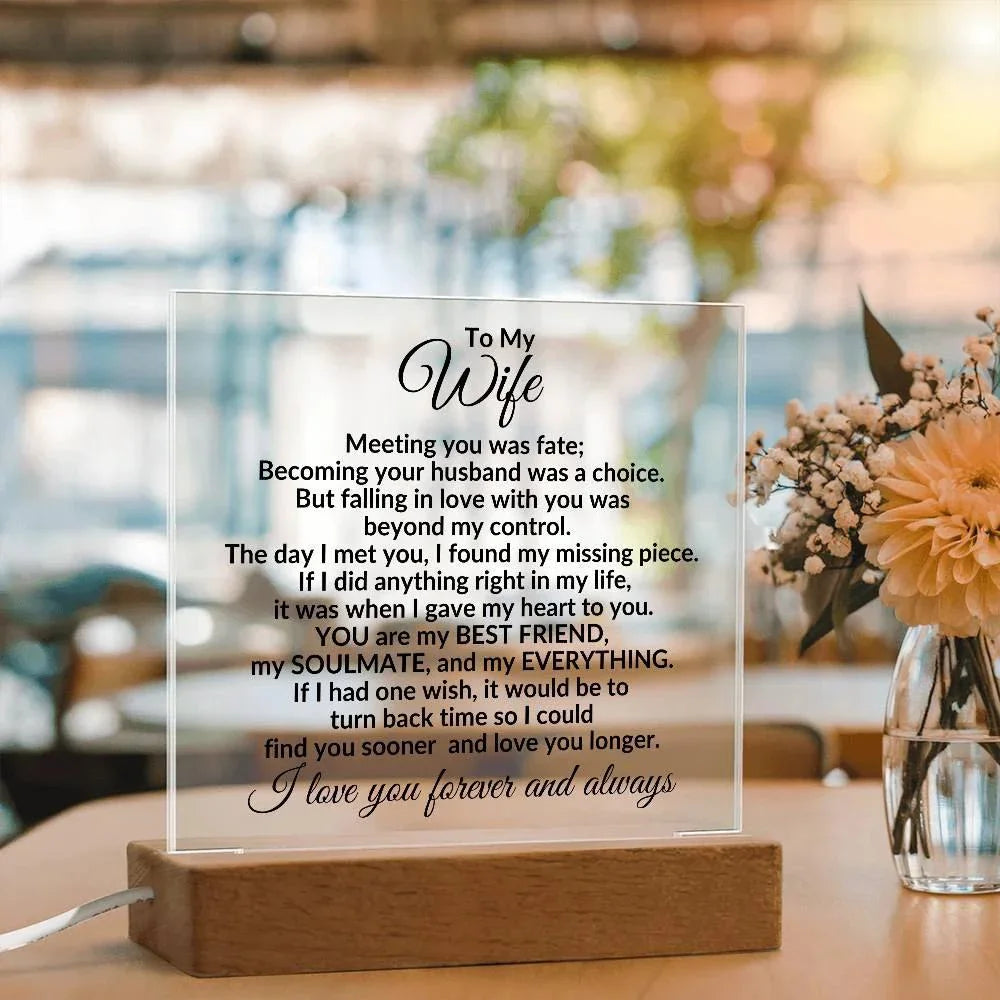 Heartfelt Gift for Wife You are My Best Friend, My Everything - Square Acrylic Plaque Personalized Birthday Anniversary Valentine Holiday