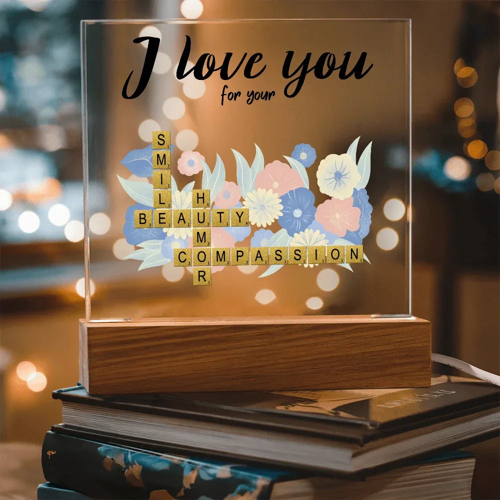 Personalized Crossword Puzzle Acrylic Plaque - Valentine's Day, Anniversary, Birthday Gift for Soulmates