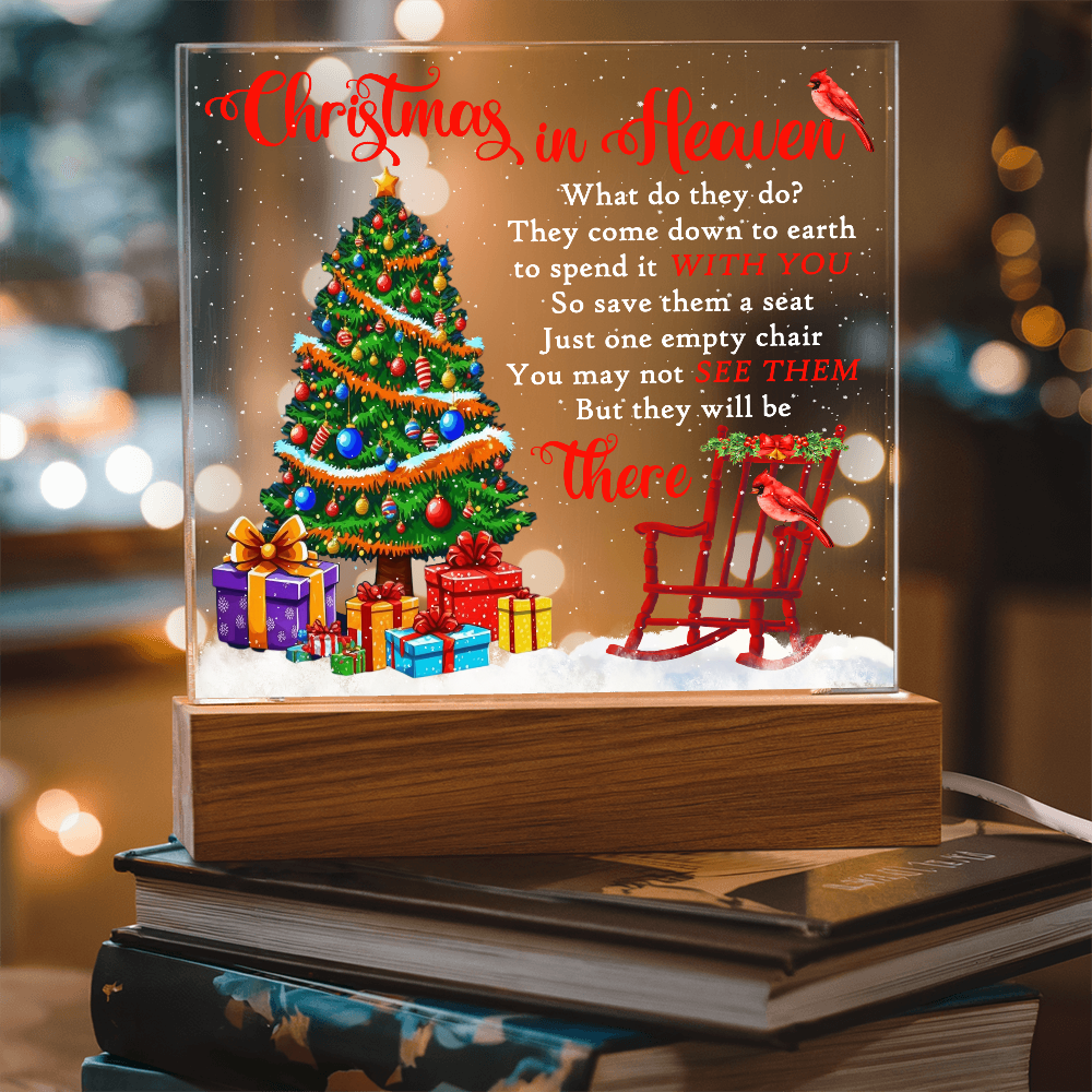 Christmas in Heaven Acrylic Plaque – Memorial LED Light Display | Comforting Holiday Remembrance Gift