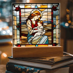 Redhead Mother and Baby - Stained Glass Style LED Acrylic Plaque – A Radiant Keepsake for New Moms and Mother's Day