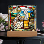 Grandmother and Granddaughter - Stained Glass Style LED Acrylic Plaque – A Touching Gift of Love and Legacy