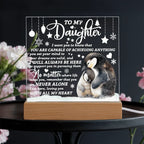 Daughter Penguin Acrylic Plaque – Heartfelt Christmas or Birthday Gift from Mom or Dad | “You Are Capable” LED Light Display