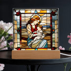 Redhead Mother and Baby - Stained Glass Style LED Acrylic Plaque – A Radiant Keepsake for New Moms and Mother's Day