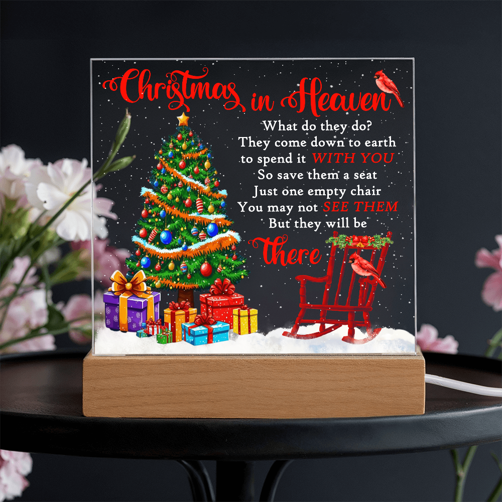 Christmas in Heaven Acrylic Plaque – Memorial LED Light Display | Comforting Holiday Remembrance Gift