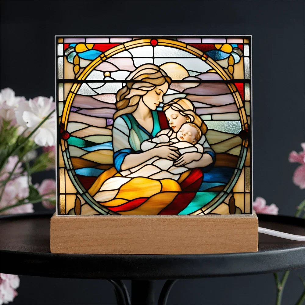 A Mother's Love" LED Acrylic Plaque – A Heartwarming Gift for Mother's Day, Baby Showers, or New Baby Arrival