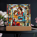 Sewing Together - Stained Glass Style LED Acrylic Plaque – A Heartfelt Gift for Quilters, Crafters, and Mothers