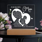 To My Beautiful Mom – Heartfelt Acrylic Plaque Gift from Daughter | Forever Your Little Girl LED Keepsake