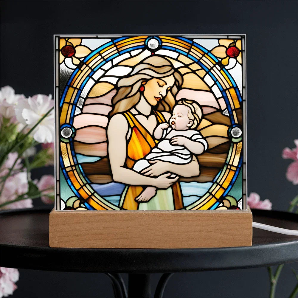 Guided by Love Stained Glass-Style LED Acrylic Plaque – A Beautiful Mother's Day or New Mom Baby Shower Gift