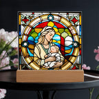 Forever Cradled Stained Glass Style LED Acrylic Plaque – A Touching Tribute for New Moms and Baby Celebrations