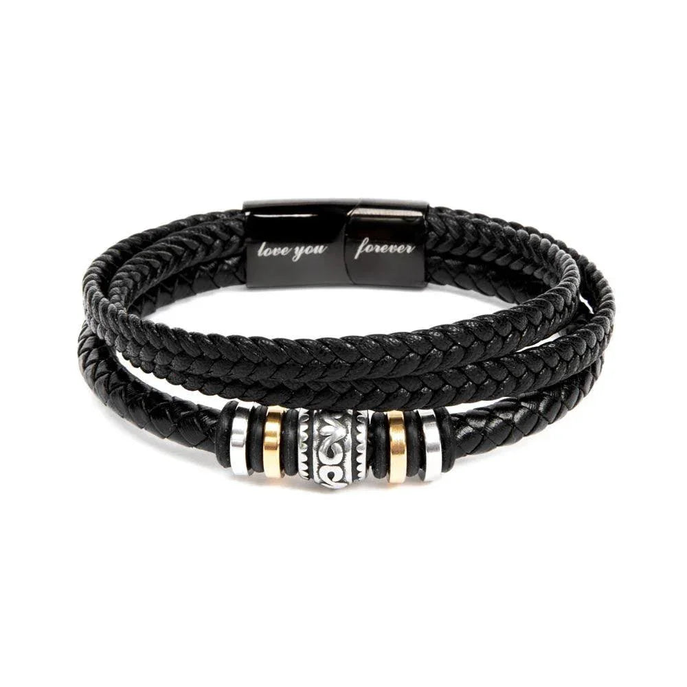Funny Dad Pie Chart Bracelet Gift - "Thinks He's Funny" Leather Bracelet with Luxe Box - Father's Day or Birthday Gift from Kids