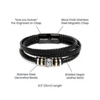 To My Viking Dad - Never Giving Up - Black Braided Leather Men's Bracelet