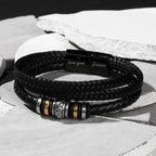Bonus Dad Father's Day Gift - Men's Love You Forever Bracelet with Grateful Heart Message Card - Braided Vegan Leather Bracelet - Meaningful Stepdad Appreciation Gift