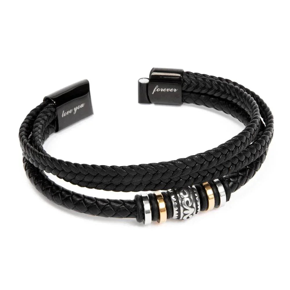 To My Dad Vegan Leather Bracelet Birthday, Father's Day Gift with Celtic-Inspired “Ocean Heart” Message Card