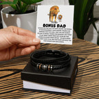 Bonus Dad Father's Day Gift - Men's Love You Forever Bracelet with Grateful Heart Message Card - Braided Vegan Leather Bracelet - Meaningful Stepdad Appreciation Gift