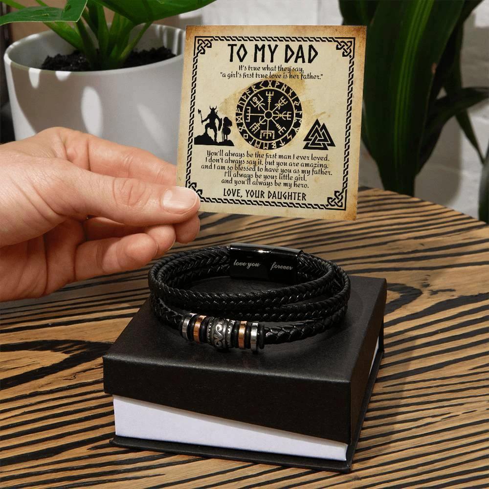 To My Dad - A Girl's First Love is Her Father Leather Bracelet