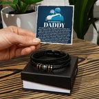 My Wonderful Daddy - Men's Vegan Leather Bracelet with Message Card - Meaningful Gift for Dad from Son or Daughter