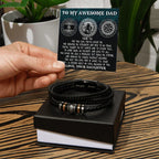 To My Awesome Dad Viking Strong Princess Braided Leather Bracelet Gift from Daughter - Norse Rune Strength & Love Message Gift for Father's Day Birthday or Christmas