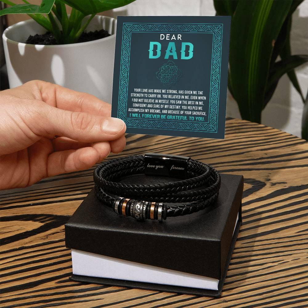 Dad I Am Grateful To You Leather Bracelet - Mallard Moon Gift Shop