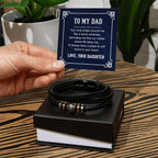 To My Dad Love You Forever Engraved Men's Braided Leather Bracelet – Sentimental Gift from Daughter for Father's Day, Birthday, or Just Because