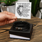 Dad Gift- Badass Dad You are the World -Braided Leather Men's Bracelet