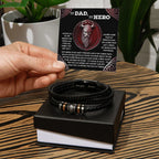 To My Dad, My Hero - Father's Day, Birthday Gift for Dad - Men's Vegan Leather Bracelet with Viking Quiet Strength Message Card