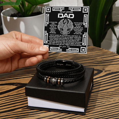 Dad Father's Day Gift from Son - Men's “Love You Forever” Bracelet with Celtic Dragon Message Card - Vegan Leather Beaded Bracelet - Mallard Moon Gift Shop