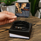 World's Most Powerful Father Gift - Men's Vegan Leather Bracelet with Majestic Dragon Strength Message Card - Unique Gift for Dad from Son or Daughter