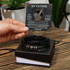 My Father Superhero Viking Men's Vegan Leather Bracelet with Norse-Inspired Superhero Message Card - Unique Gift for Dad from Son or Daughter