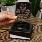 To My Awesome Dad Vegan Leather Bracelet Birthday, Father's Day Gift with Norse-Inspired “Always Present Guide" Message Card -
