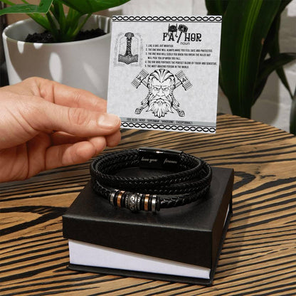 Gift for Dad - Safe And Protected - Black Braided Leather Men's Bracelet - Mallard Moon Gift Shop