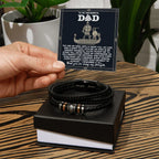 Dad - You are my Hero - Braided Vegan Leather Bracelet with Viking Heartfelt Message Card Birthday, Father's Day, Christmas Gift