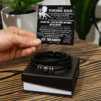 To My Viking Dad Vegan Leather Bracelet Birthday, Father's Day Gift from Daughter with Viking Dragon “Princess Strength” Message Card