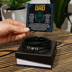 My Warrior Dad - Father's Day Gift for Dad - Men's Braided Vegan Leather Bracelet with Quiet Strength Warrior Message Card
