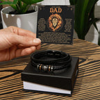 To My Loving Dad Leather Bracelet Gift – Unconditional Love and Appreciation Lion Message Card - Thoughtful Father's Day or Birthday Gift from Son or Daughter