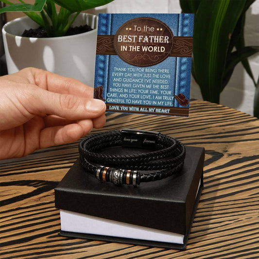 Dad Gift - All My Heart Cowboy Braided Leather Men's Bracelet - Mallard Moon Gift Shop