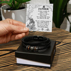 Gift for Father - You Are Our Guiding Light Men's Braided Leather Keepsake Bracelet