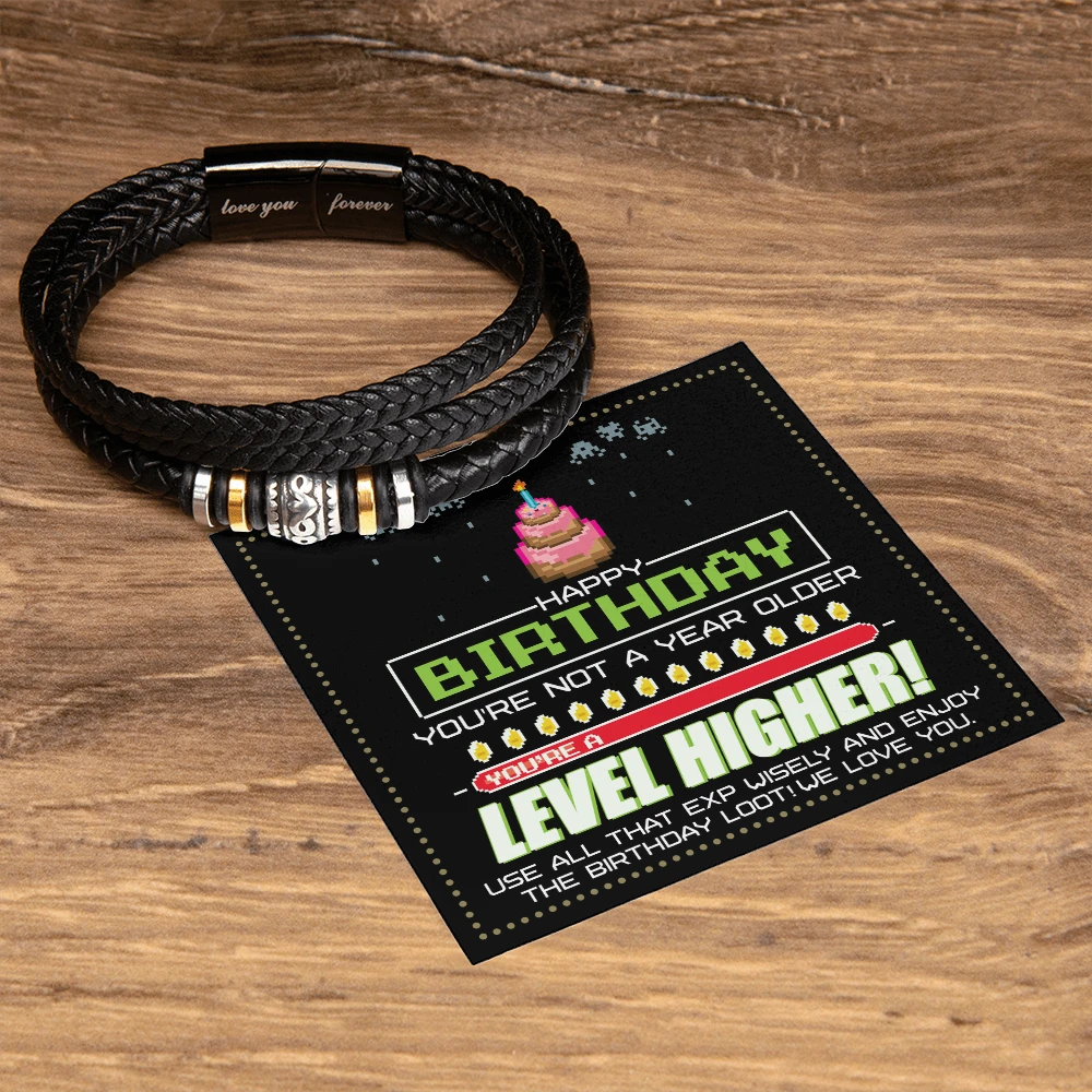 Birthday Gift for Him - Love You Forever Men's Bracelet – Braided Leather Stylish Jewelry for Husband, Son, or Boyfriend