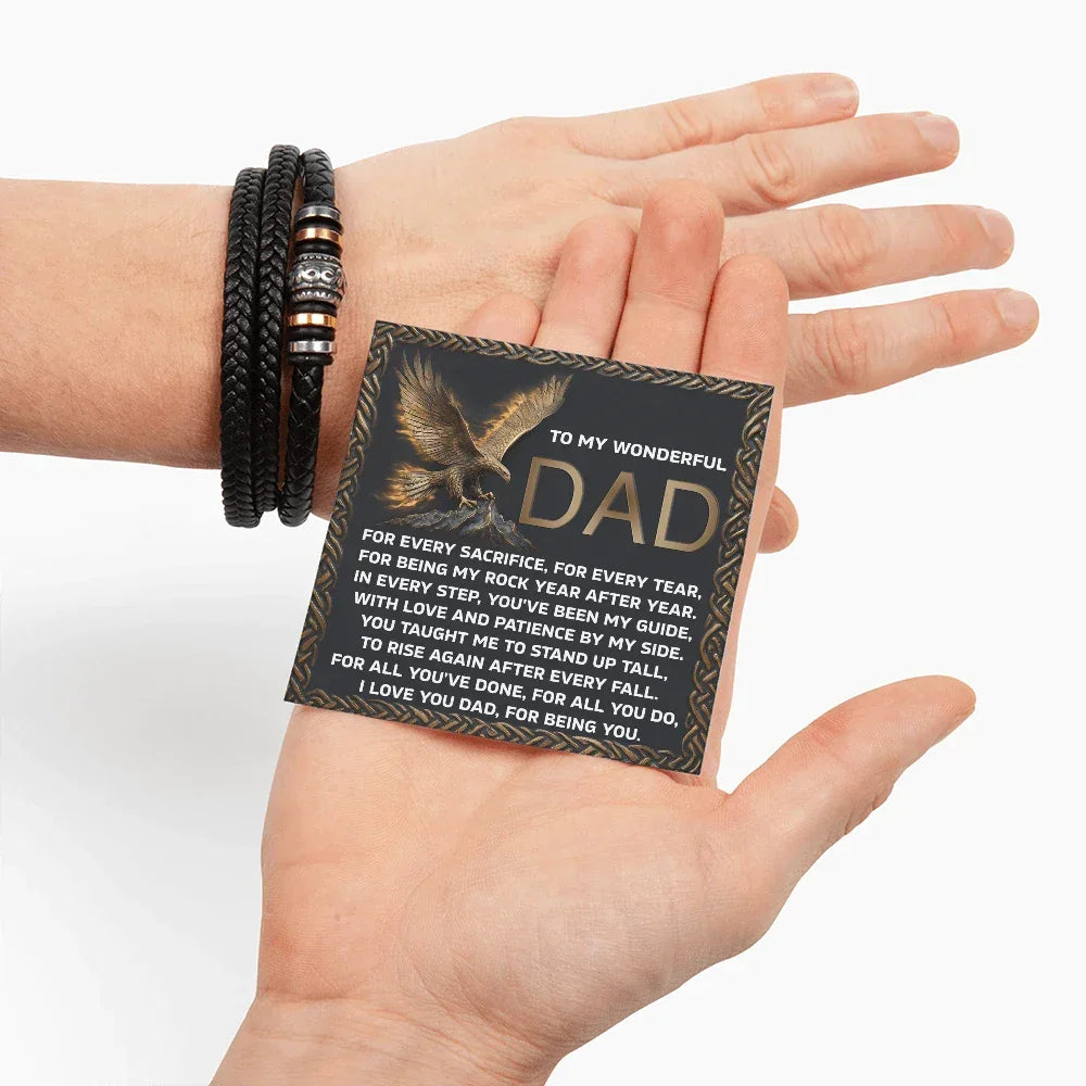 To My Wonderful Dad - Love and Strength Tribute Bracelet for Father - Inspirational ‘Sacrifice & Guidance' Message Card - Thoughtful Father's Day, Birthday, or Just Because Gift from Son or Daughter