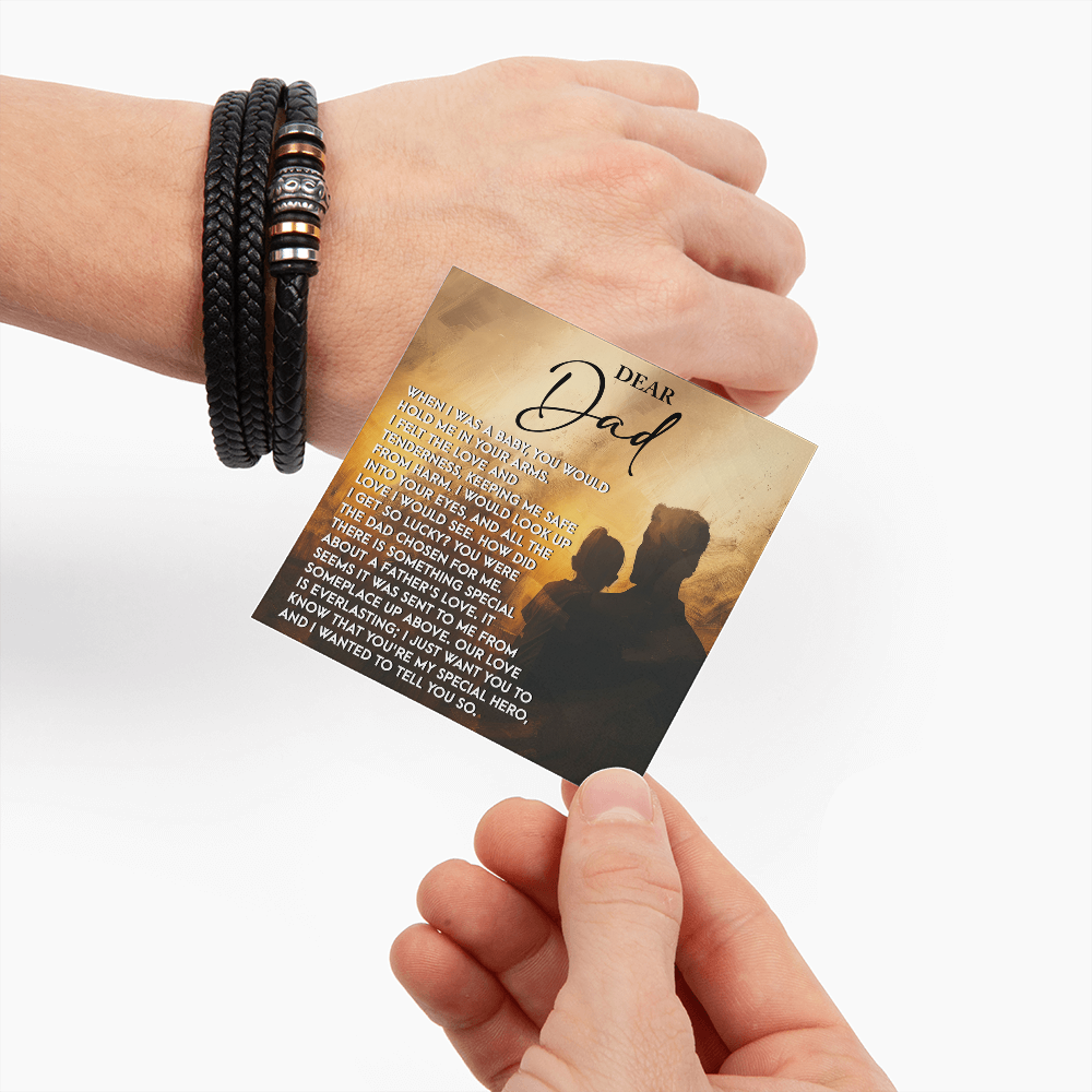 Dad Father's Day Gift - Men's “Love You Forever” Bracelet with “Chosen Love” Sentimental Message Card - Vegan Leather Bracelet - Heartfelt Gift for Dad from Son or Daughter - Mallard Moon Gift Shop