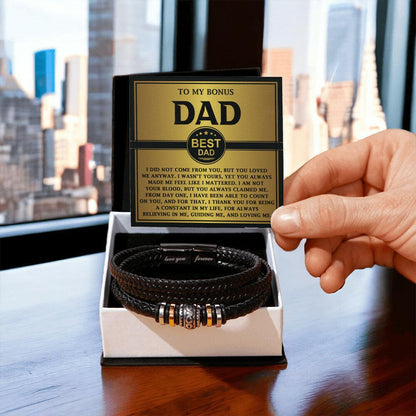 Bonus Dad Gift - Legacy of Love Men's Braided Leather Bracelet with Message Card Set - Mallard Moon Gift Shop
