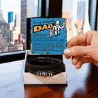 To My Amazing Dad Vegan Leather Bracelet Birthday, Father's Day Gift - with Comic-Style “Handsome Hero” Message Card