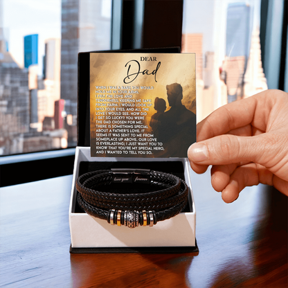 Dad Father's Day Gift - Men's “Love You Forever” Bracelet with “Chosen Love” Sentimental Message Card - Vegan Leather Bracelet - Heartfelt Gift for Dad from Son or Daughter - Mallard Moon Gift Shop