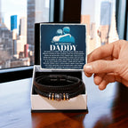 My Wonderful Daddy - Men's Vegan Leather Bracelet with Message Card - Meaningful Gift for Dad from Son or Daughter